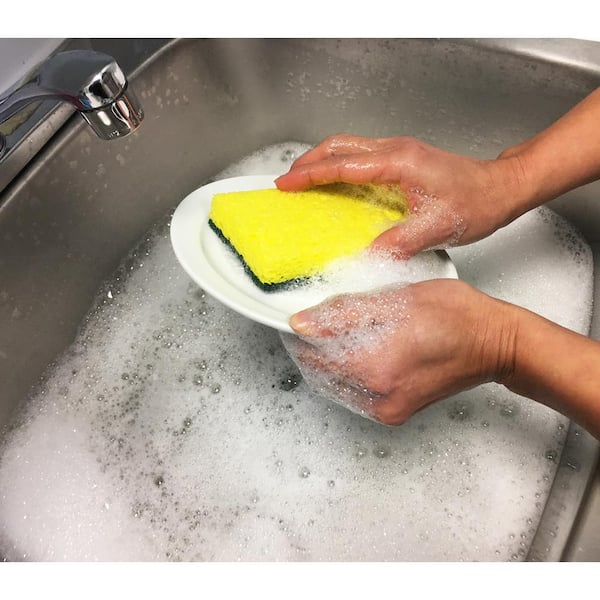 20 Pack Heavy Duty Scrub Sponge Cleaning Scrub Sponges Stink Free Effortless Cleaning Eco Scrub Pads for Dishes Pots Pans, Size: One size, Yellow