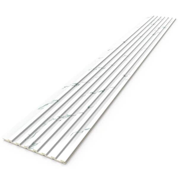sunwings 0.3 in. x 1/2 ft. x 4 ft. Carrara White WPC 3D Vinyl Decorative Wall Paneling for Interior Wall Decor (8-Pack)