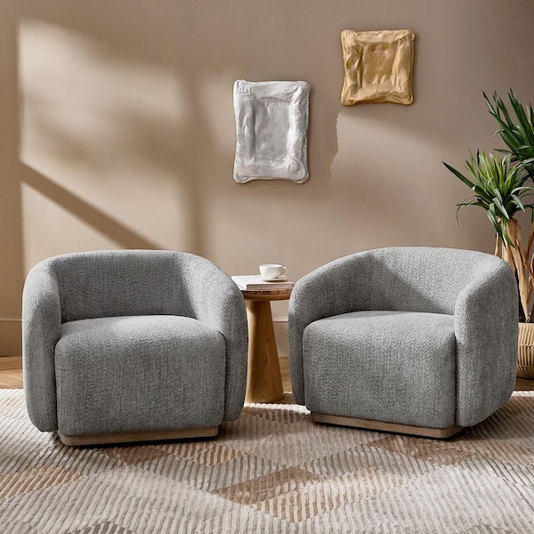 Peter Grey Modern Polyester Swivel Armchair (Set of 2)