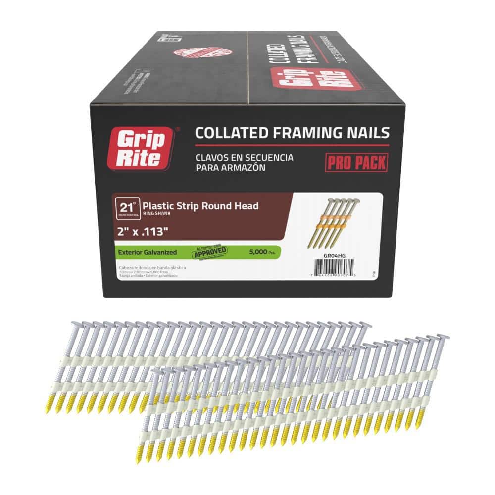 Grip-Rite 3 In. X 0.120 In. 30° Paper Collated Bright Coated Smooth Shank Round Head Framing Nails 1000 Per Box GRP10H1 - The Home Depot - Foto 3