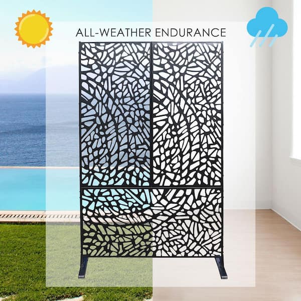 KOZYARD Powder Coated Galvanized Steel Privacy Screen 74 in