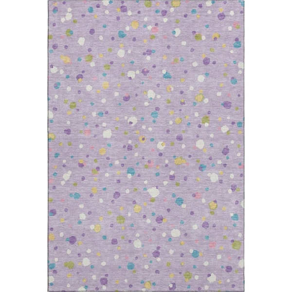 Mayfield Premium Machine Washable Abstract AMF2518 Lavender 5 ft. x 7 ft. 6 in. Area Rug