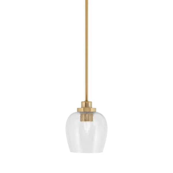 Kingsport 100-Watt 1-Light Brass Shaded Pendant Light Mini
