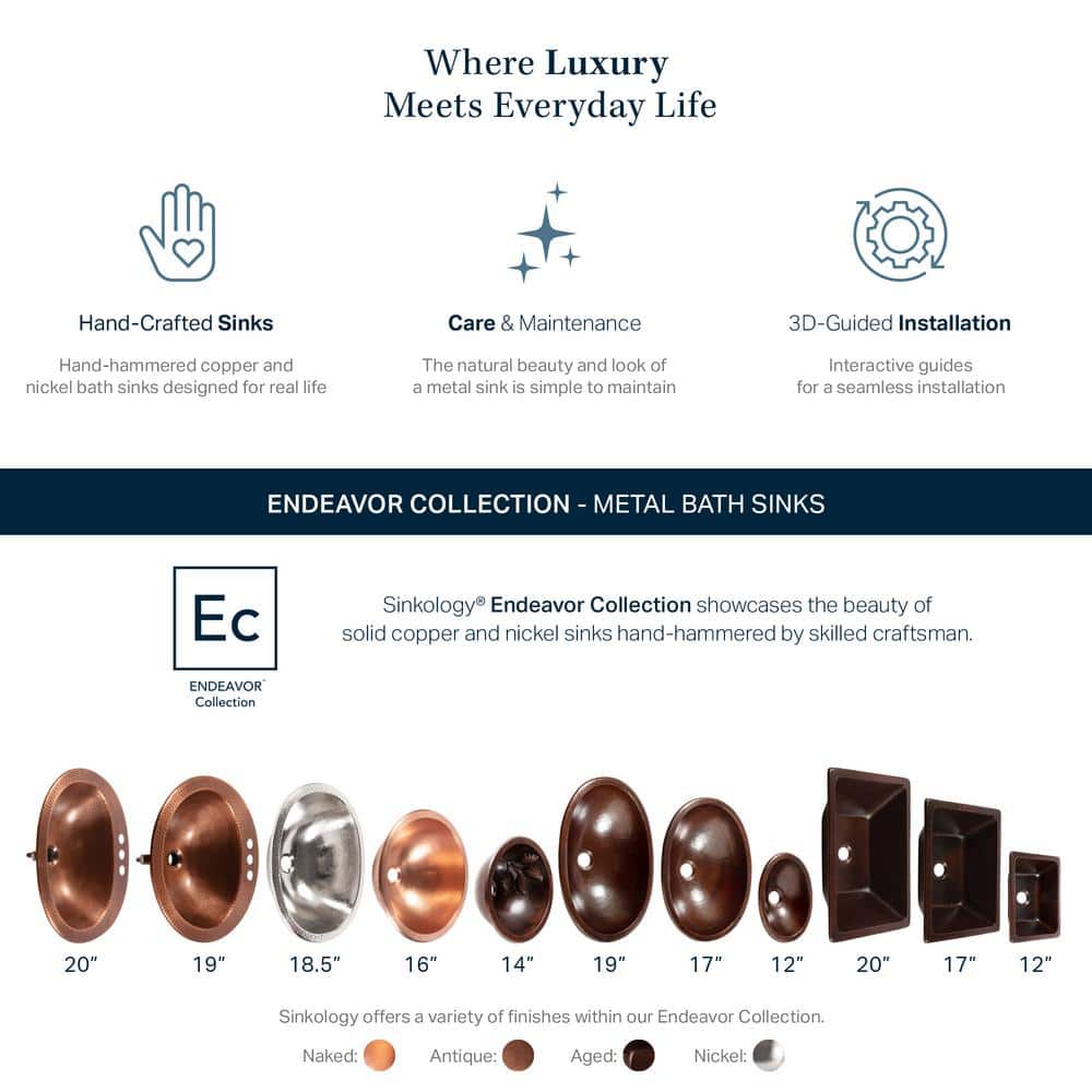 Naked Copper 19" Oval Undermount Bathroom Sink