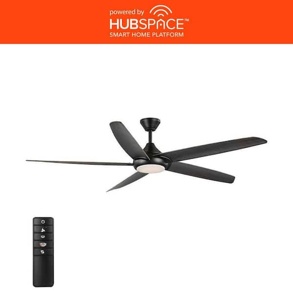 Highstone 70 in. White Color Changing Indoor/Outdoor Matte Black Smart Ceiling Fan with Remote Powered by Hubspace