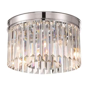 North Falls 13 in. 3-Light Chrome Flush Mount with Crystals