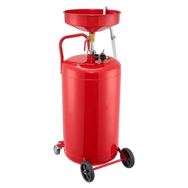 25 Gal. Waste Oil Drain Tank, Air Operated Portable Oil Drainer w/ Adjustable Funnel Height, Industrial Fluid Drain Tank