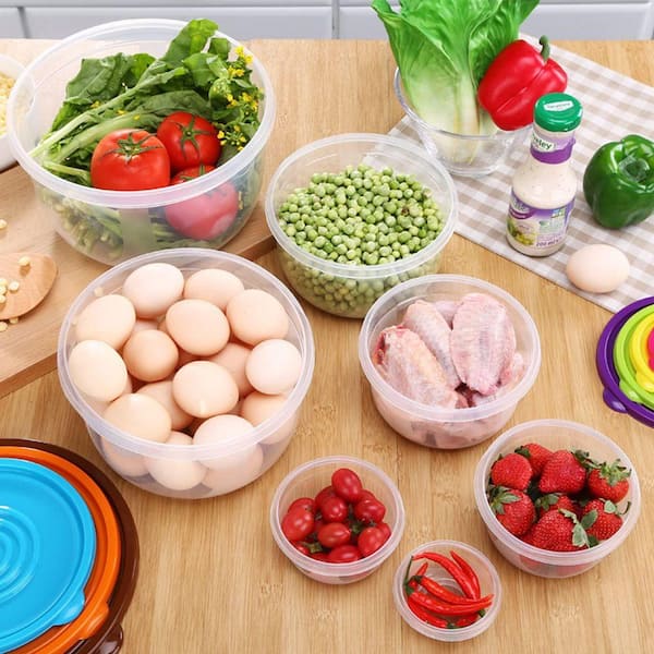 UUDULY 7-Piece Plastic Nesting Mixing Bowl Set with Airtight Lids