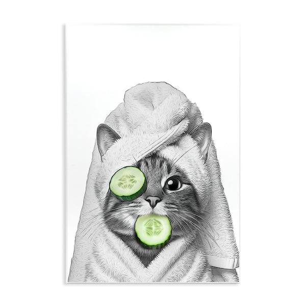 Spa Bath Day Cat by Annalisa Latella 1-Piece Unframed Animal Graphic Art Print 15 in. x 10 in.