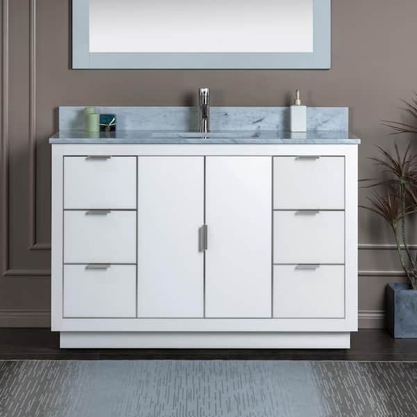 WOODBRIDGE Venice 49 in.W x 22 in.D x 38 in.H Bath Vanity in White with Marble Vanity Top in White with White Sink