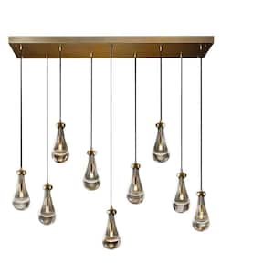 Modern 9-Lights Gold Raindrop Chandelier, Farmhouse Glass Pendant Light for Dining Room, Kitchen Island, Bulb Included