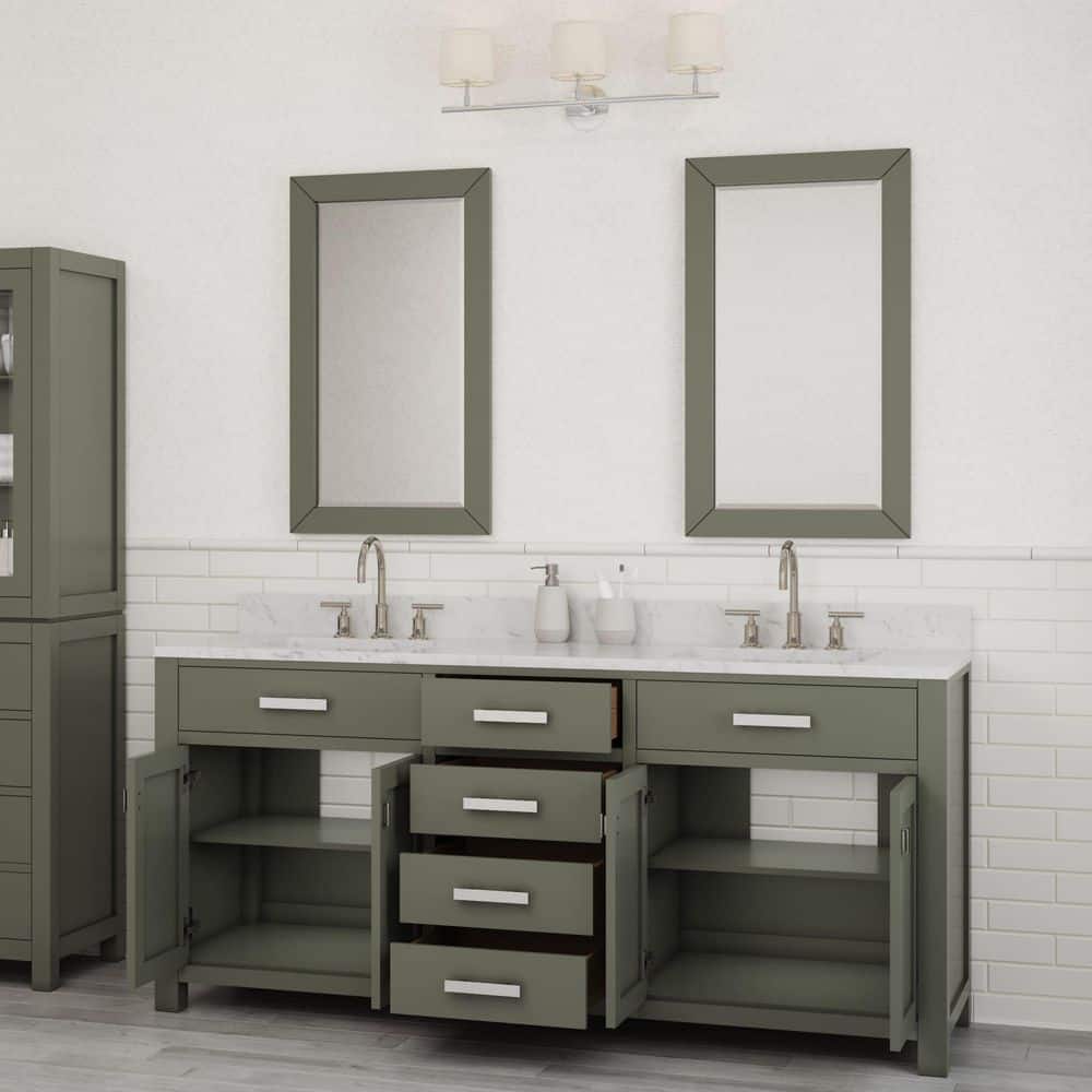 Madison 72" Glacial Green Double Sink Vanity with Marble Top