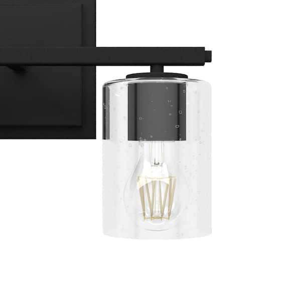 Hunter - Kerrison 21 in. 3-Light Natural Iron Vanity-Light with Clear Seeded Glass Shades