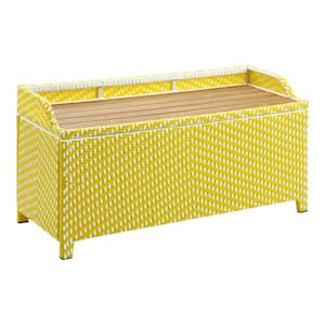 Seneka 41 in. 2-Person Yellow and White Aluminum Outdoor Storage Bench