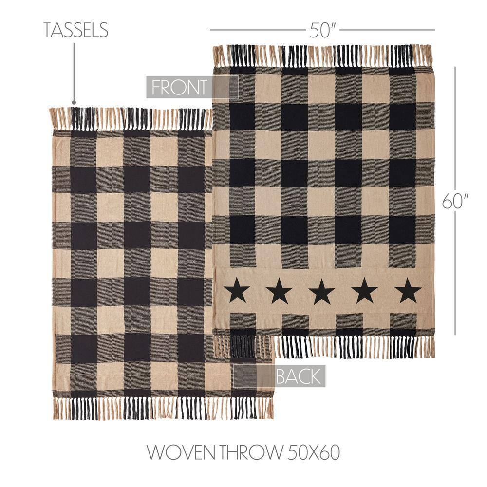 Black and Beige Cotton Star Pattern Throw Blanket 50x60