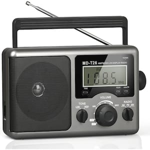 Portable AM FM Shortwave Radio, Battery Operated by 4D Cell Batteries or AC Power Transistor Radio with LCD Display