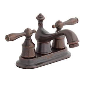 Estates 4 in. Centerset Double-Handle Low-Arc Bathroom Faucet in Heritage Bronze