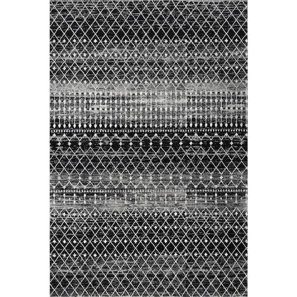 nuLOOM Blythe Modern Moroccan Trellis Doormat 2 ft. x 3 ft.  Black Area Rug