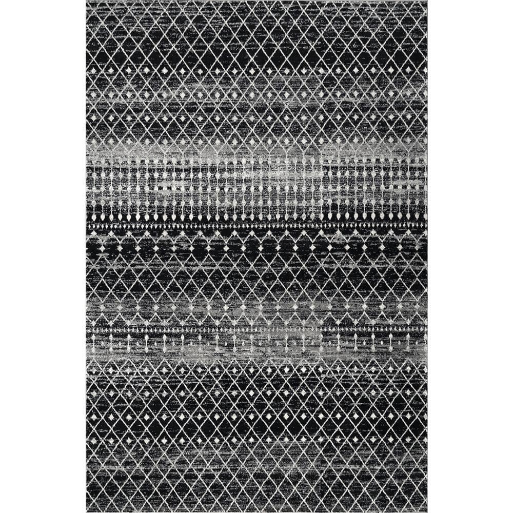 nuLOOM Blythe Modern Moroccan Trellis Doormat 3 ft. x 5 ft. Black Area Rug