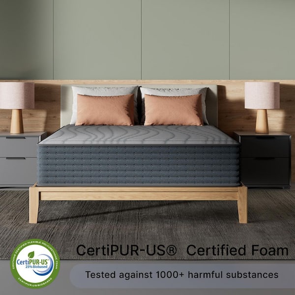 Gray 1200-Hybrid Queen Firm Hybrid 12 in. Bed-in-a-Box Mattress