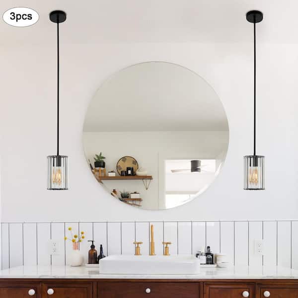 OUKANING 50-Watt 1-Light Black Modern Shaded Pendant Light