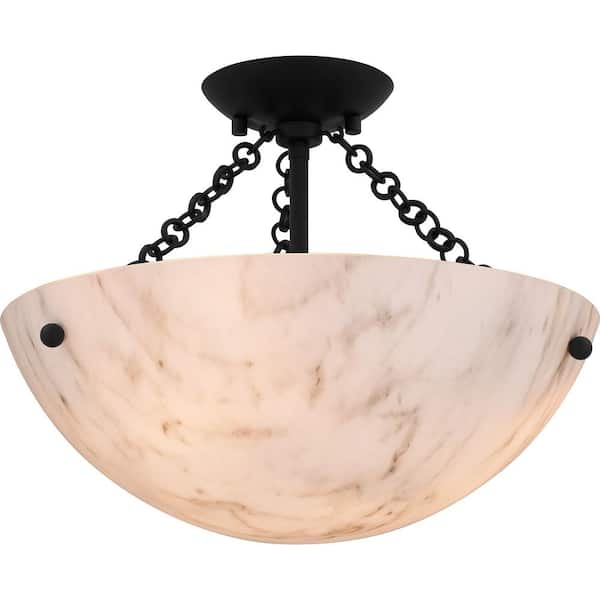 Quoizel Baylor 15 in. 3-Light Matte Black Semi-Flush Mount