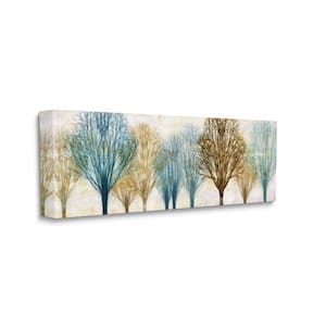 Autumn Tree Forest Bare Branches Blue Brown by Chris Donovan Unframed Print Abstract Wall Art 13 in. x 30 in.