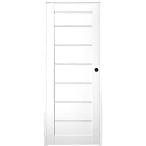18 in. x 84 in. Alba Left-Hand Solid Core 7-Lite Frosted Glass Bianco Noble Wood Composite Single Prehung Interior Door