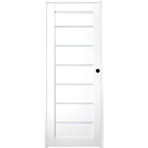 Belldinni 32 in. x 84 in. Alba Left-Hand Solid Core 7-Lite Frosted Glass Bianco Noble Wood Composite Single Prehung Interior Door