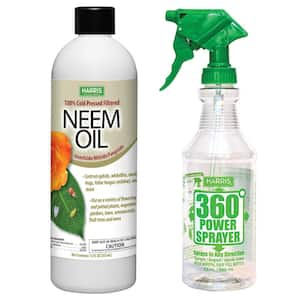 12 oz. 100% Cold Pressed Unrefined Cosmetic Grade Neem Oil and 360-Degree All Angle Professional Spray Bottle Value Pack