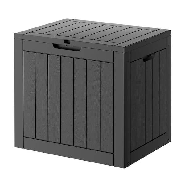 31 Gal. Black Resin Deck Box Lockable for Patio Furniture, Garden Tools and Toys Storage
