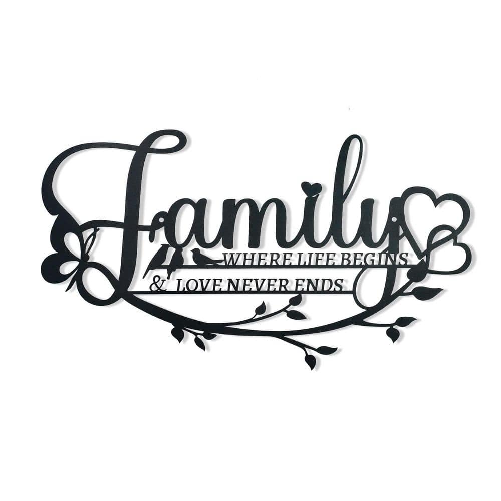 0.06 in. x 16.9 in. Black Metal Wall Art, Wrought Iron Wall Decor Hanging P