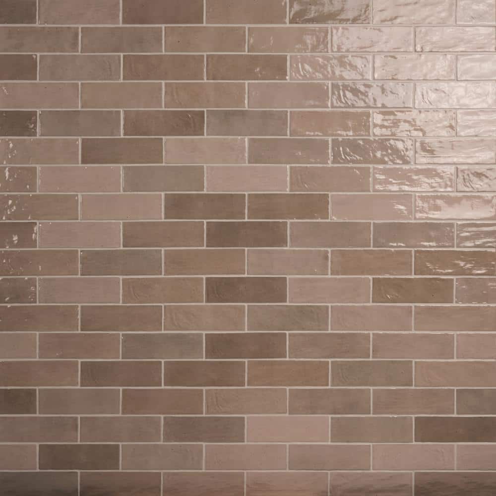 Karma 3" x 8" Brown Glazed Ceramic Subway Wall Tile