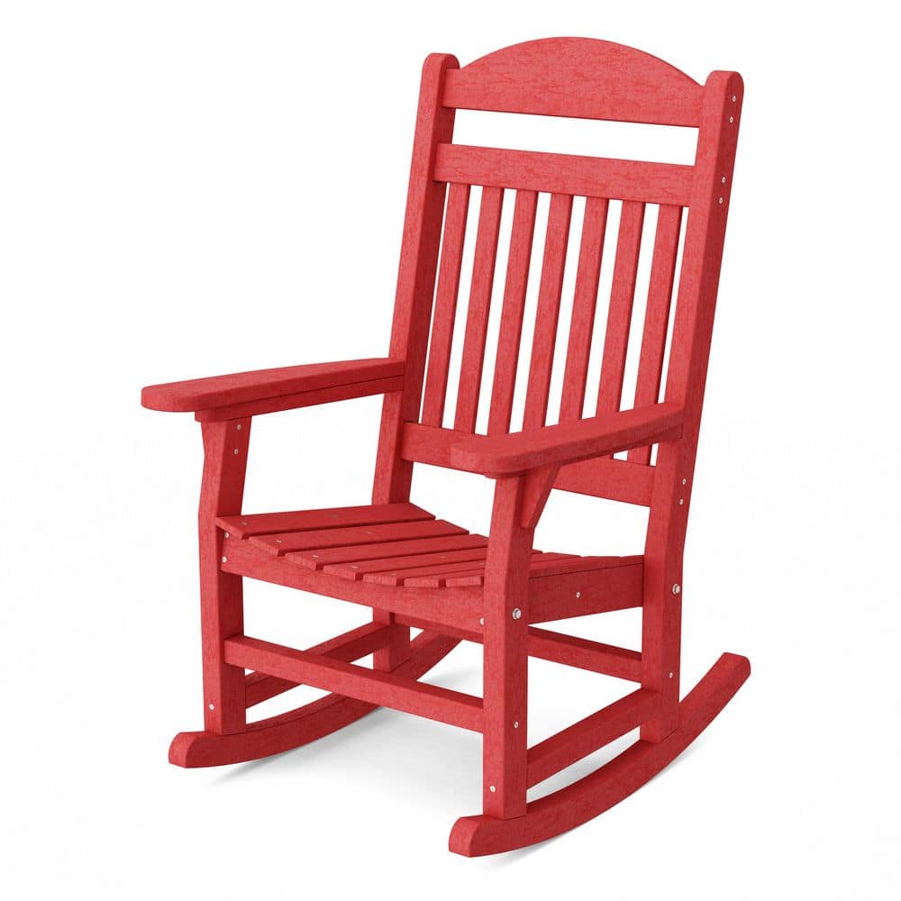 Wildridge Heritage Cardinal Red Traditional Rocking Chair Plastic ...
