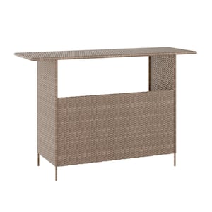 Brown Wicker/Rattan Outdoor Dining Table
