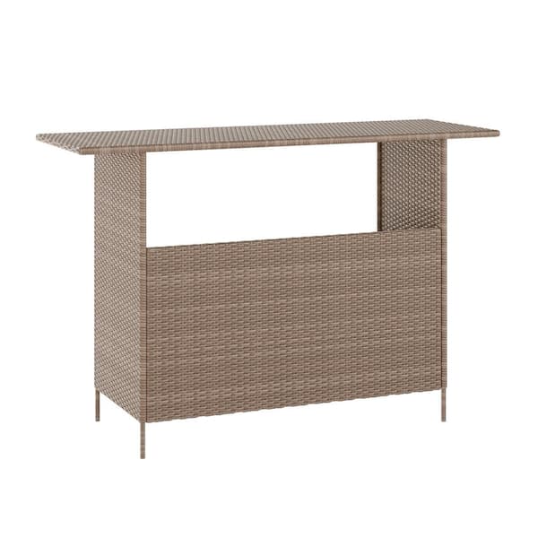 Carnegy Avenue Marco Patio Wicker Rattan Outdoor Bar with 2 Shelves