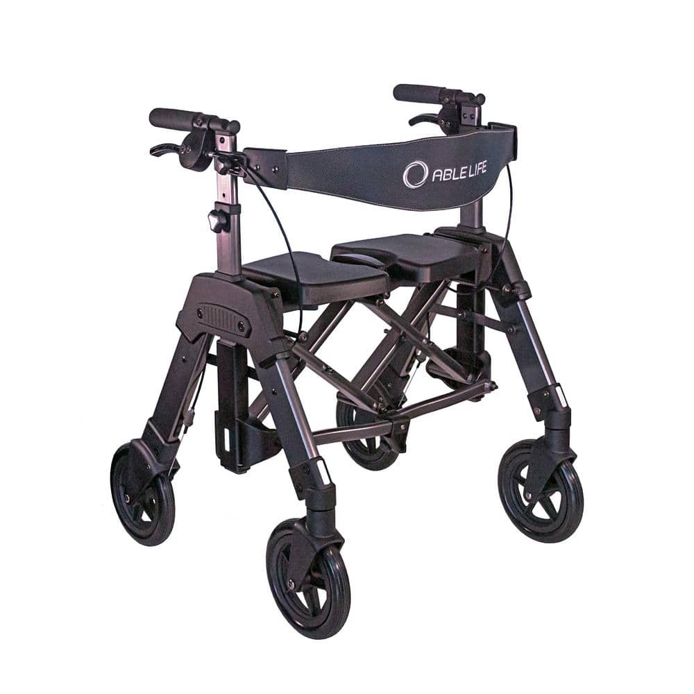 Able Life Space Saver Rollator HD 4-Wheel Bariatric Rolling Walker with  Seat in Black Walnut 4260-BW - The Home Depot