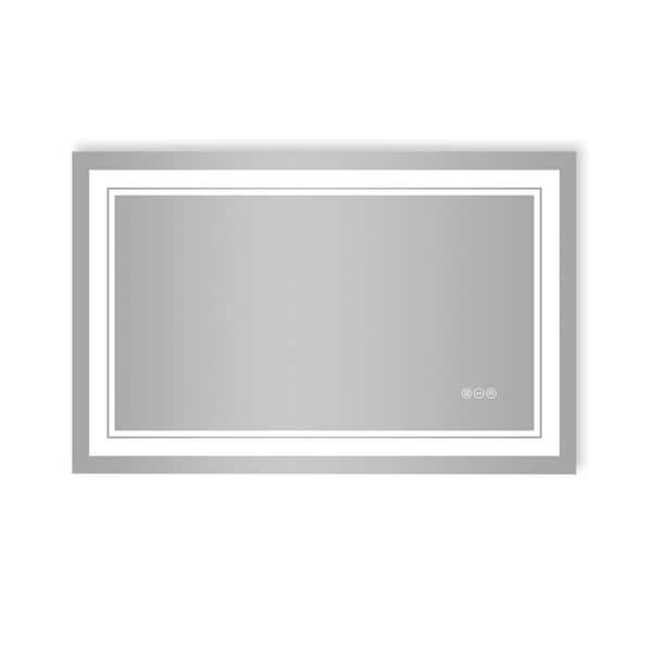 WELLFOR 24 in. W x 40 in. H Rectangular Frameless LED Lighted Anti-Fog Wall Mounted Bathroom Vanity Mirror