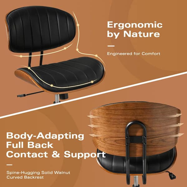 Allwex Cro PU Leather Swivel Ergonomic Armless Office Task Chair