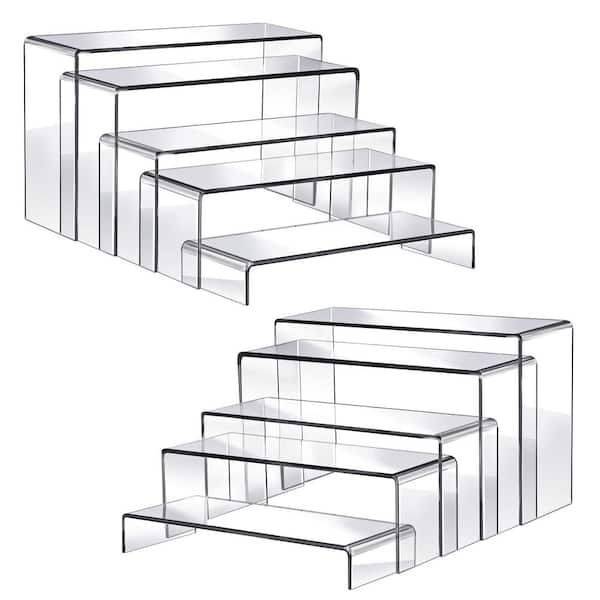 5-Tier Clear Transparent Acrylic Cake Stand with Display Risers for Cupcakes, Jewelry, Toys, Perfume, 10-Pieces