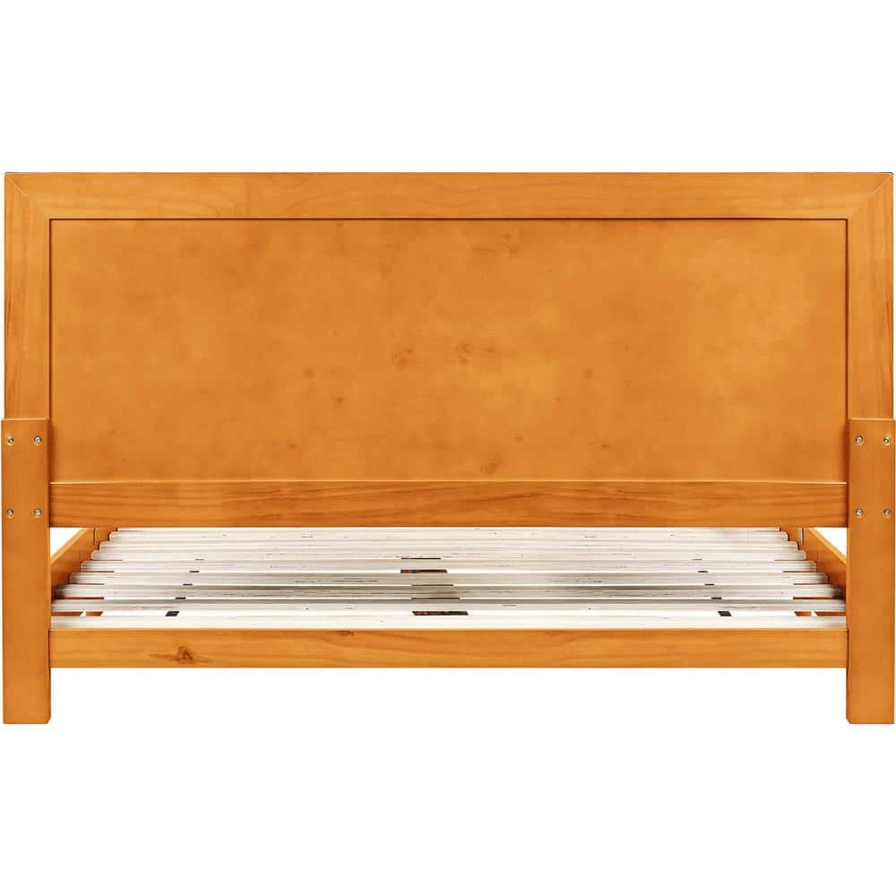 Modern Cherry Queen Platform Bed with Paneled Headboard