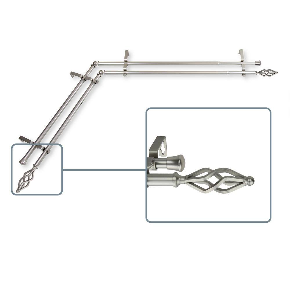 28 in. to 48 in. Adjustable 13/16 in. Corner Window Double Curtain Rod in S