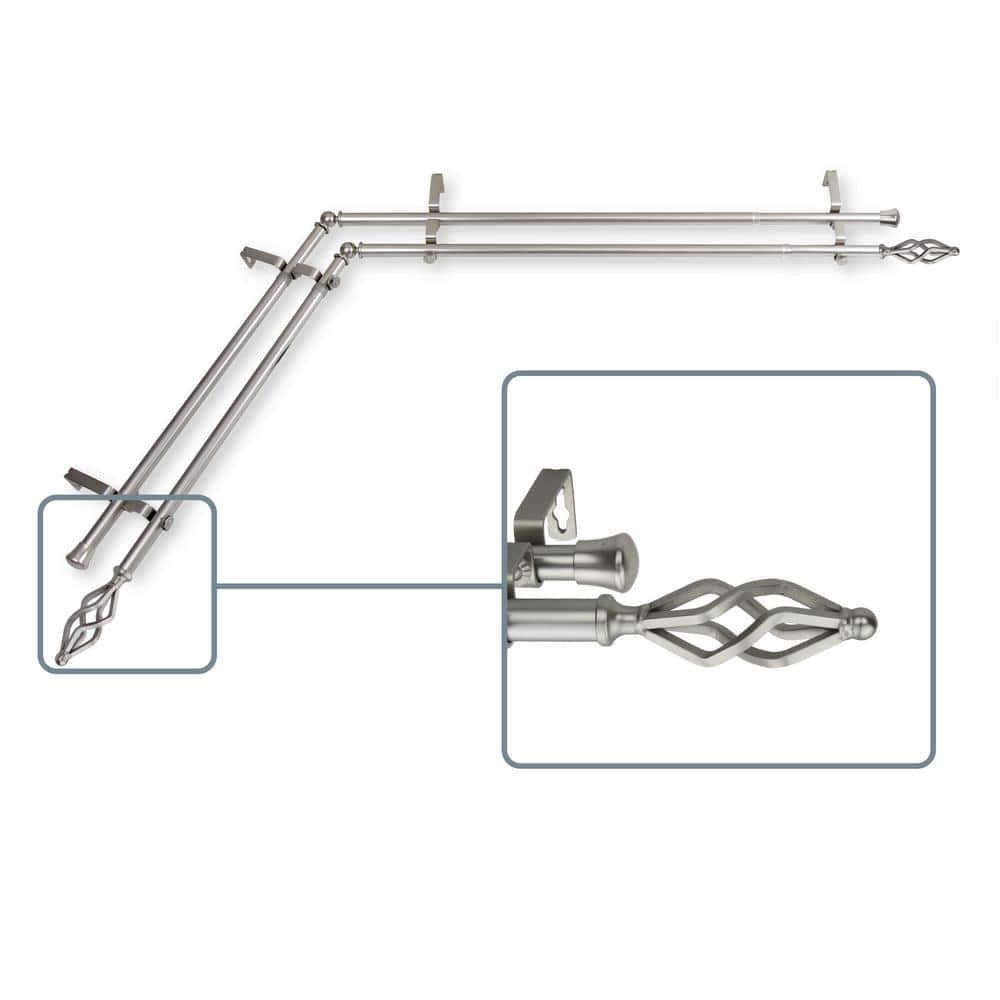 120 in. to 170 in. Adjustable 13/16 in. Corner Window Double Curtain Rod in