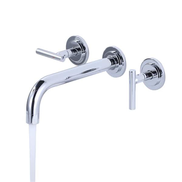 ALEASHA Double Handle Wall Mounted Bathroom Faucet in Chrome