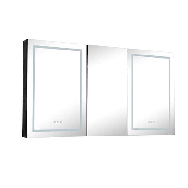Unbranded 18 in. W x 36 in. H LED Rectangular Aluminum Single Door Surface Mount Medicine Cabinet with Mirror
