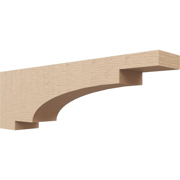Ekena Millwork 4 in. x 8 in. x 24 in. Thin Mediterranean Rough Cedar Woodgrain TimberThane Corbel, Primed Tan