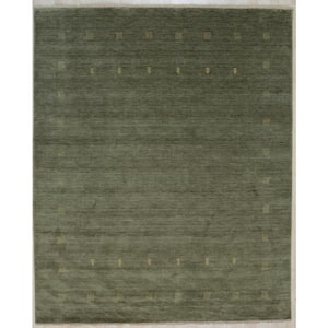 8 ft. x 10 ft. Green Elegant and Stylish Hand-Knotted Wool Contemporary Transitional Lori Baft Rectangle Area Rugs