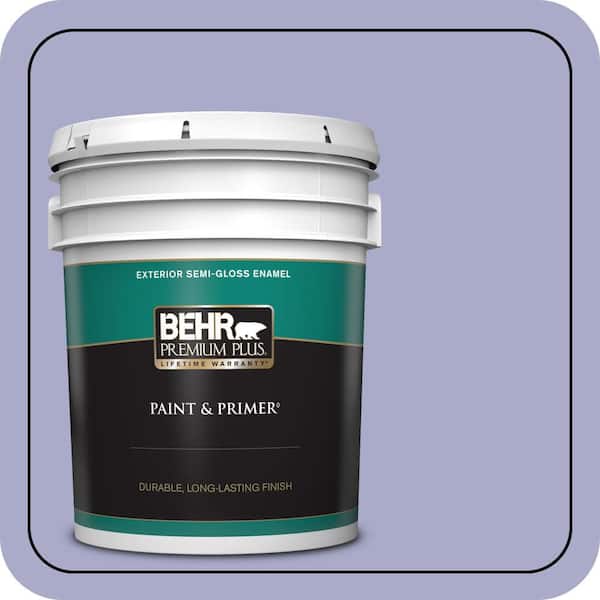 BEHR PREMIUM PLUS 5 gal. #M550-4 Wisteria Blue Semi-Gloss Enamel Exterior Paint & Primer