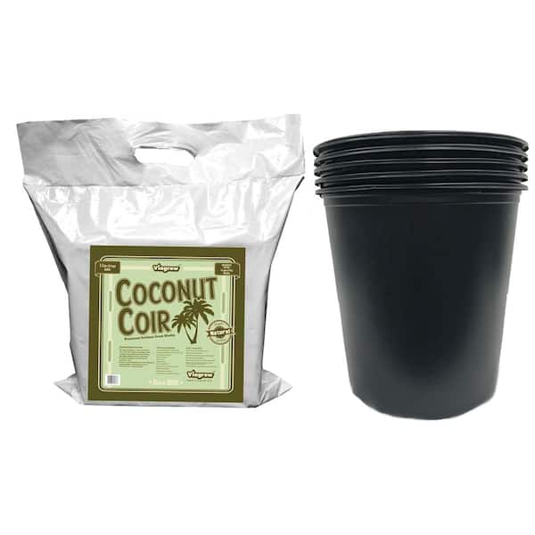 5 Gal. Nursery Trade Pots with Coconut Coir Growing Media (5-Pack)