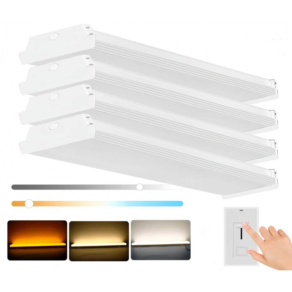 4 ft. 6000 Lumens Integrated LED White Wraparound Light 3500K/4000K/5000K Selectable Dimmable for Garage Workshop 4-Pack price history on PriceWatchPro